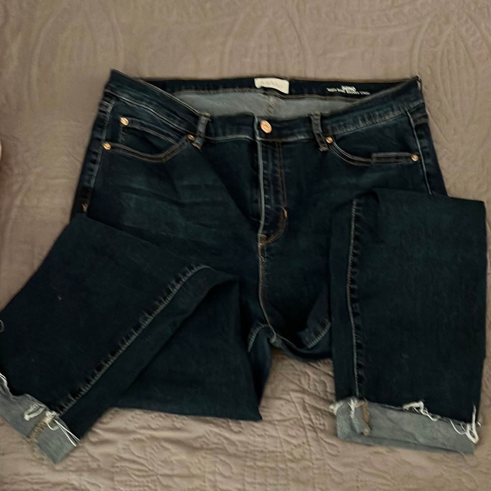New Nicole Miller Soho Women's Blue High Rise Ankle Cropped Skinny Jeans Size 14